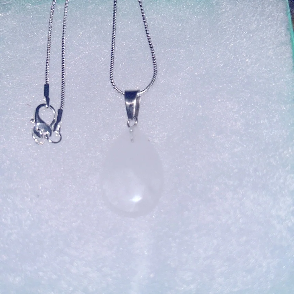 Boho hippie Quartz Crystal Sterling Silver 16” Necklace